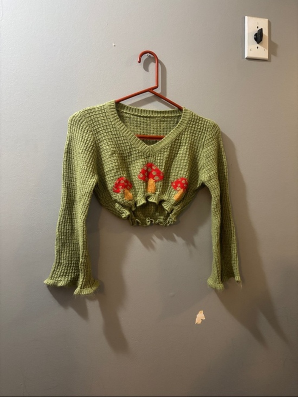 SHEIN girls 8/9 mushroom cropped sweater